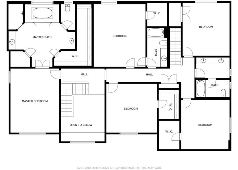 Example of a real estate floor plan of the second floor of a house for sale in Chicago