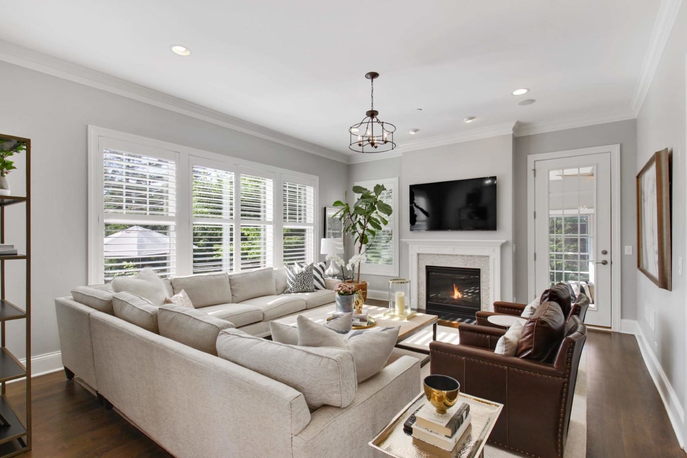 Image of the beautiful family room with a fireplace
