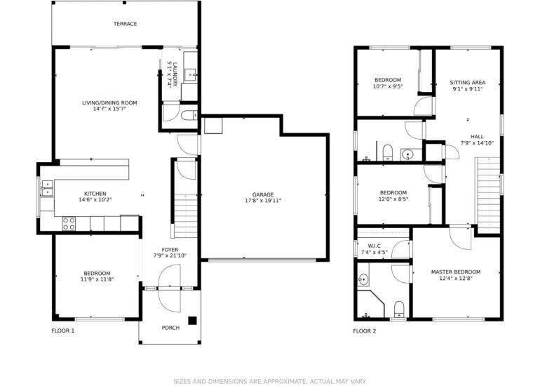 Real estate floor plan of a house for a listing for sale